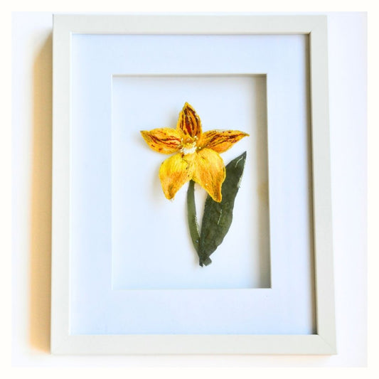 "Cowslip Orchid Thread Painting