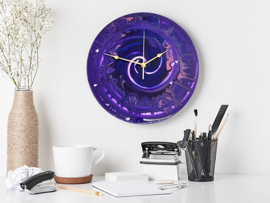 "Purple Vortex” – 12" Silent Clock