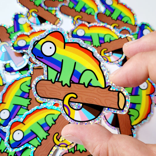 Queer Chameleon Holo Sticker
