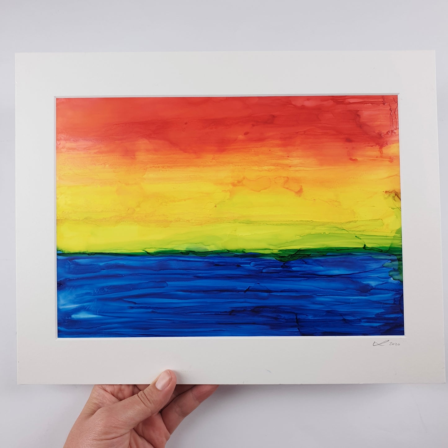 "Green Ray" Medium Handmade Abstract Art