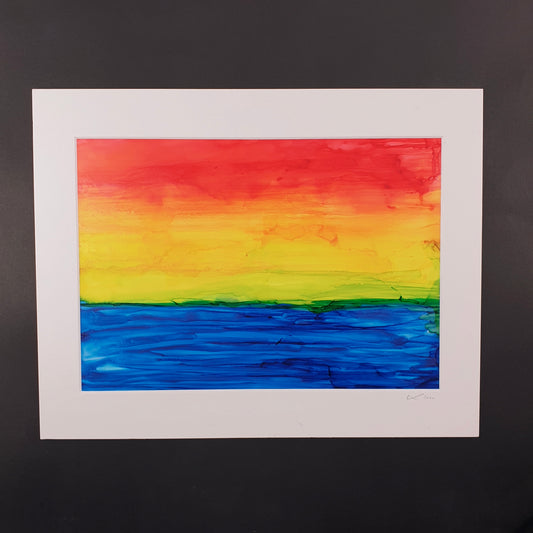 "Green Ray" Medium Handmade Abstract Art