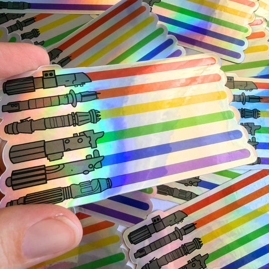 Pride-Hai-Aufkleber (Holo-Glitzer)