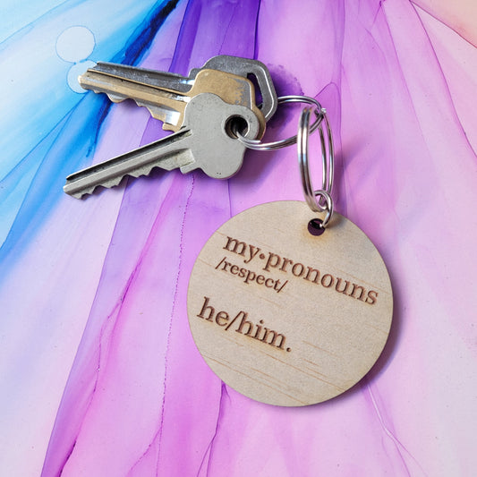 He/Him Pronouns Keyring