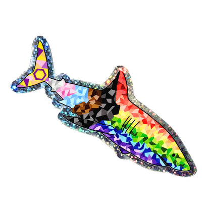 Pride-Hai-Aufkleber (Holo-Glitzer)