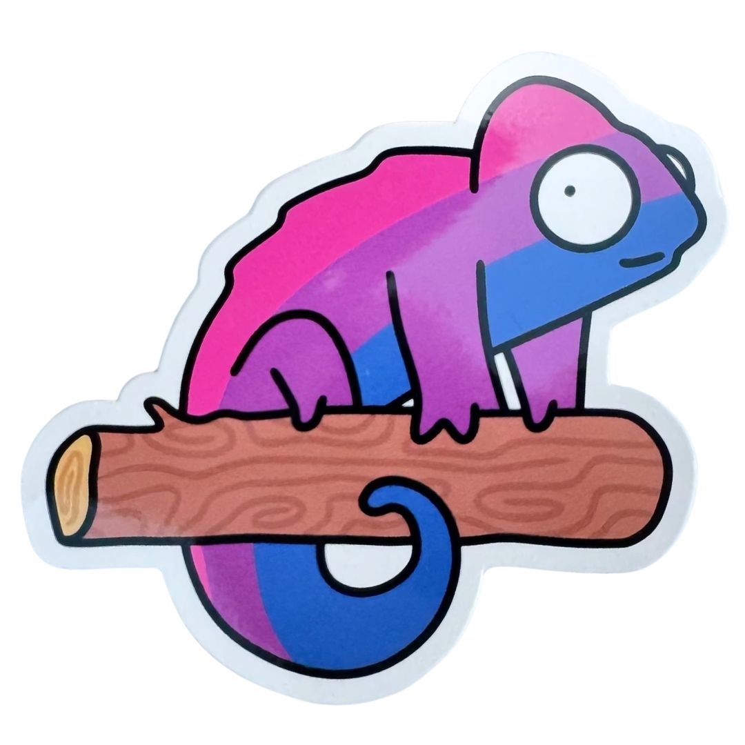 Colorful chameleon sticker on a white background
