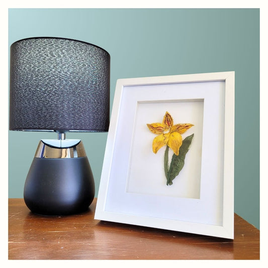 "Cowslip Orchid Thread Painting