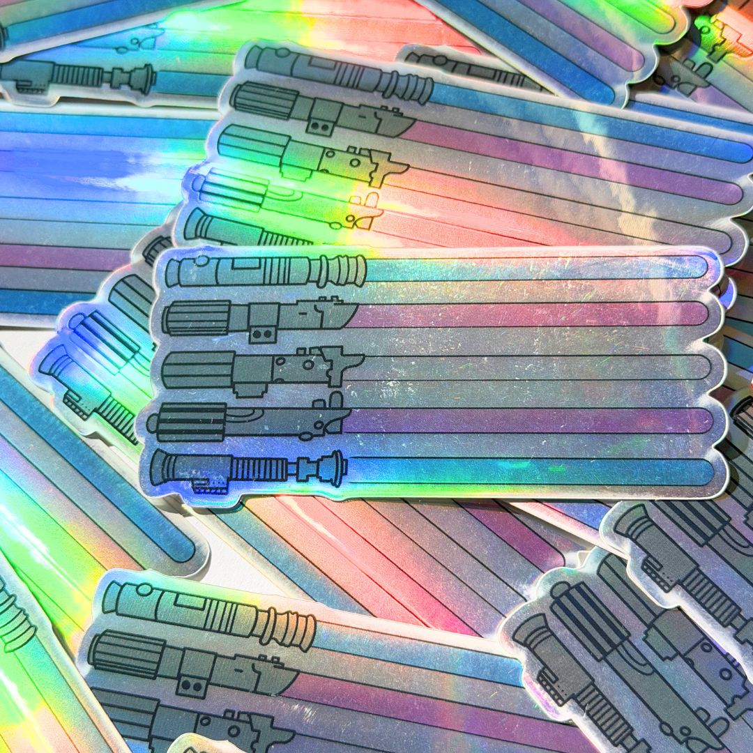Pride-Hai-Aufkleber (Holo-Glitzer)