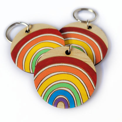 Rainbow and white progress pride keyring
