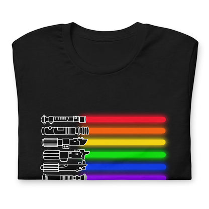Unisex pride light-saber themed T shirt